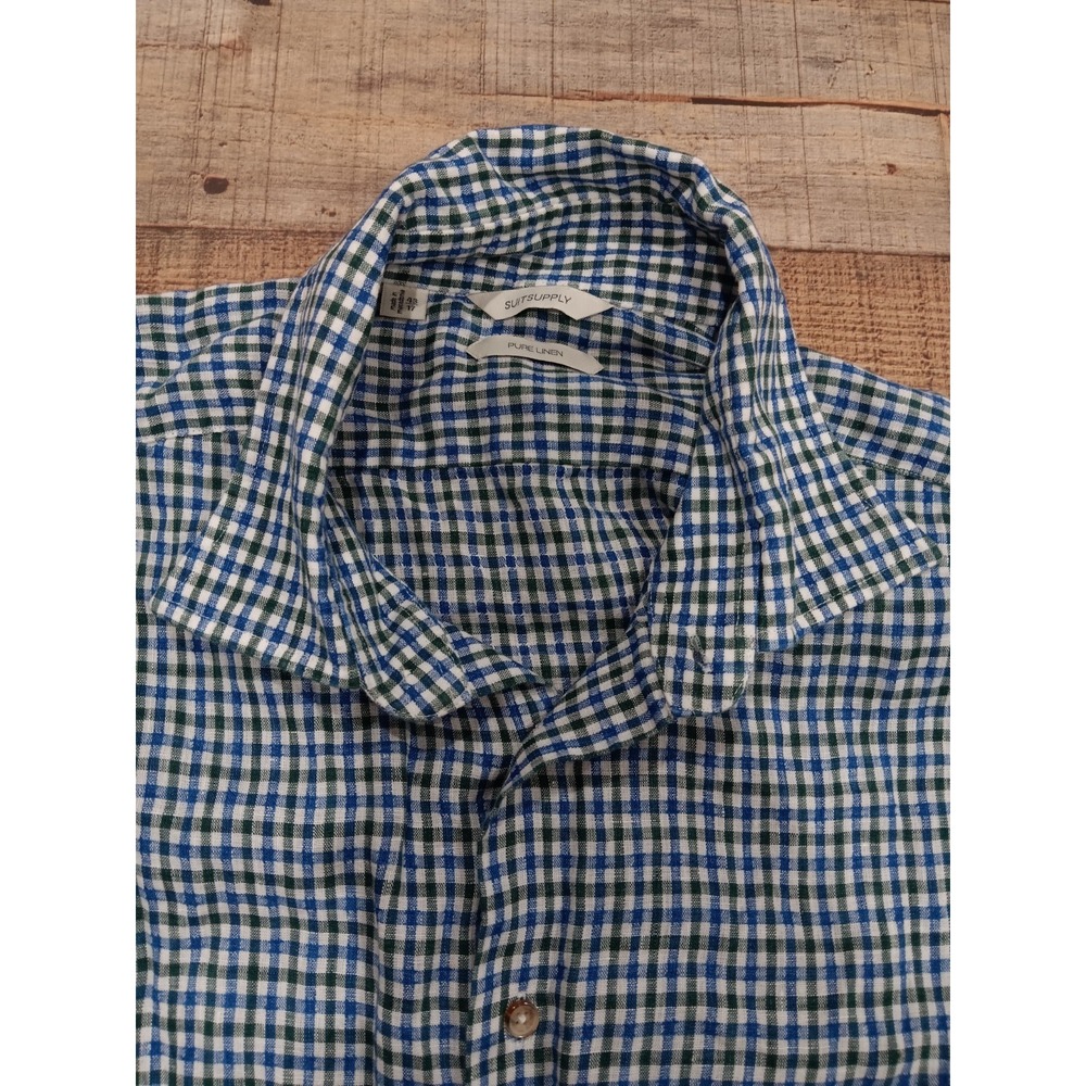 SuitSupply‎  Shirt Pure Linen Mens Size 17/43 Classic Muilt Color 2165